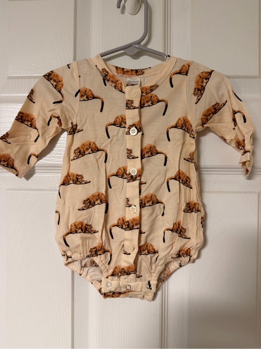 kate quinn bamboo Beige Mountain Lion Print Baby One-Piece